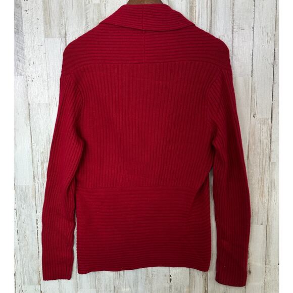 Talbots Cashmere Silk Sweater Cardigan Shawl Collar LG Red Quiet Luxury Holiday - Picture 2 of 7
